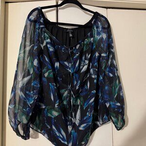 White House Black Market sheer sleeve top - can be worn off the shoulder! NWT